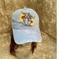 Blue hat, Heart and Sunflower Embroidered Cap, Custom Embroidery Hat, Embroidery Woman Cap, Personalize gifts, Gifts for Her, Gift for Mom.