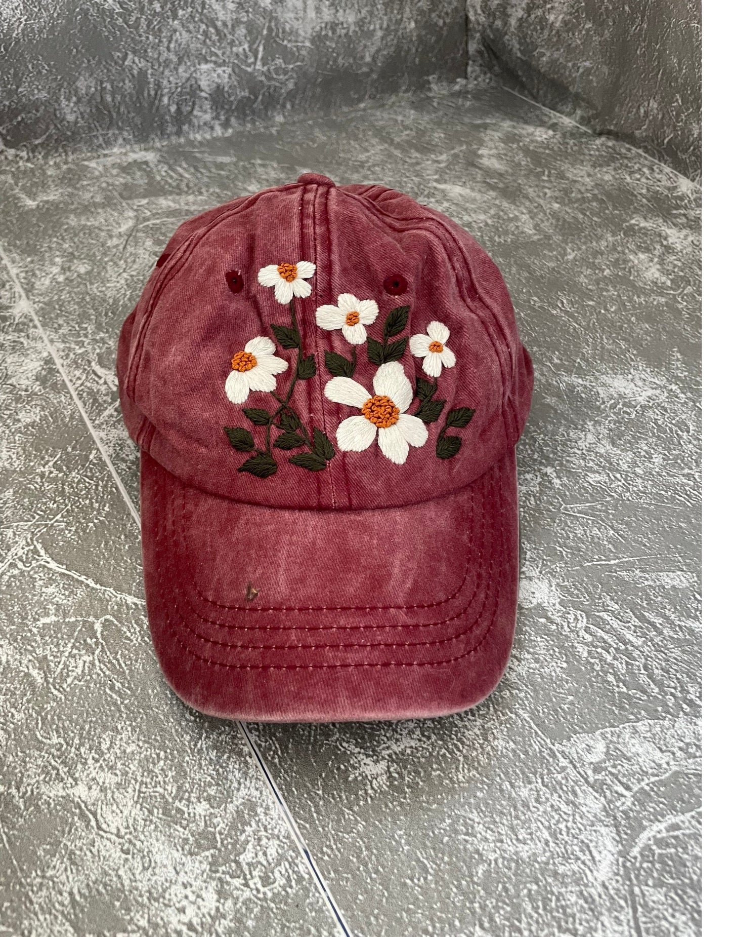 White flower Embroidery cap, Floral Embroidered Cap, Custom Embroidery Hat, Woman Cap, Personalize gifts, Gifts for Her, Gift for Mom.