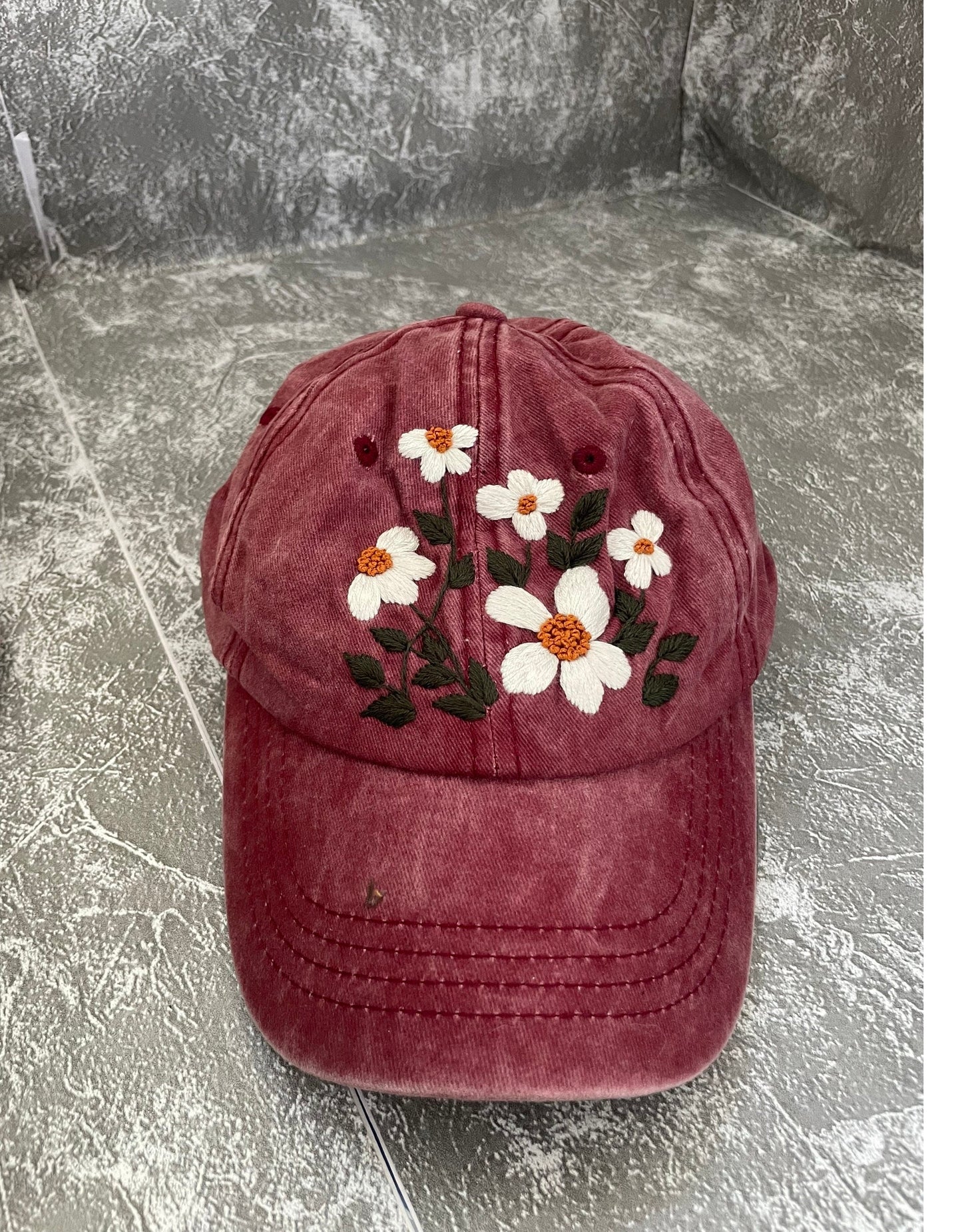 White flower Embroidery cap, Floral Embroidered Cap, Custom Embroidery Hat, Woman Cap, Personalize gifts, Gifts for Her, Gift for Mom.