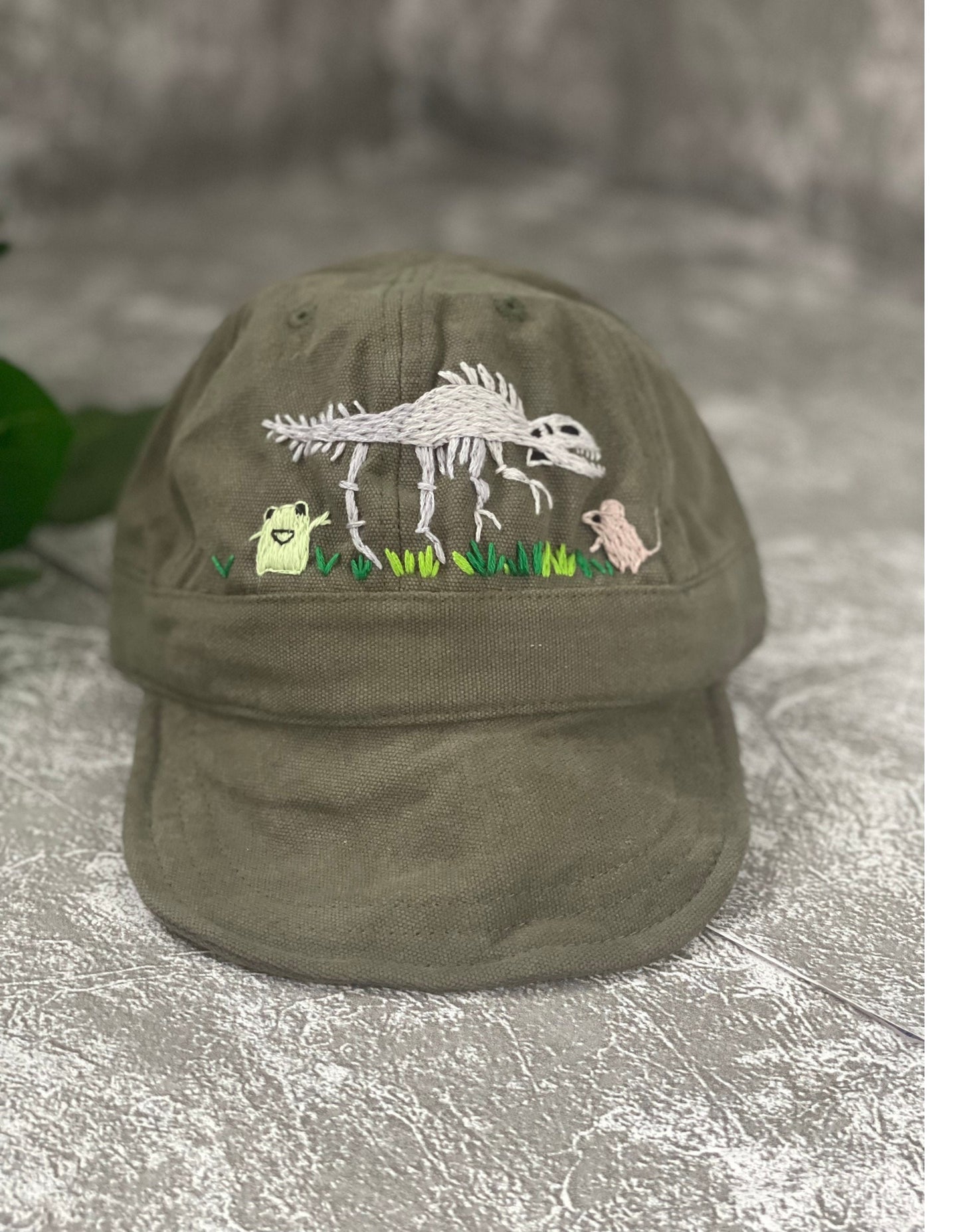 Dinosaur embroidery baby hat | Dinosaur embroidery bonnets | Dinosaur embroidery baby cap | Embroidery cotton baby hat.