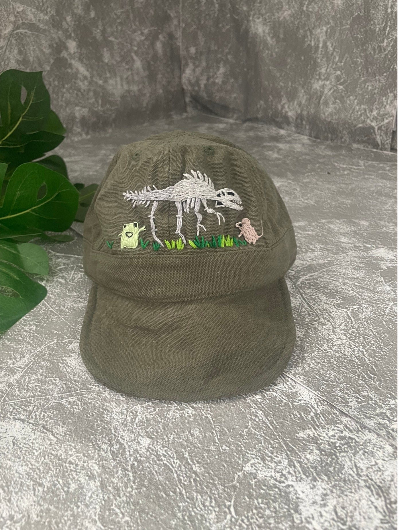 Dinosaur embroidery baby hat | Dinosaur embroidery bonnets | Dinosaur embroidery baby cap | Embroidery cotton baby hat.