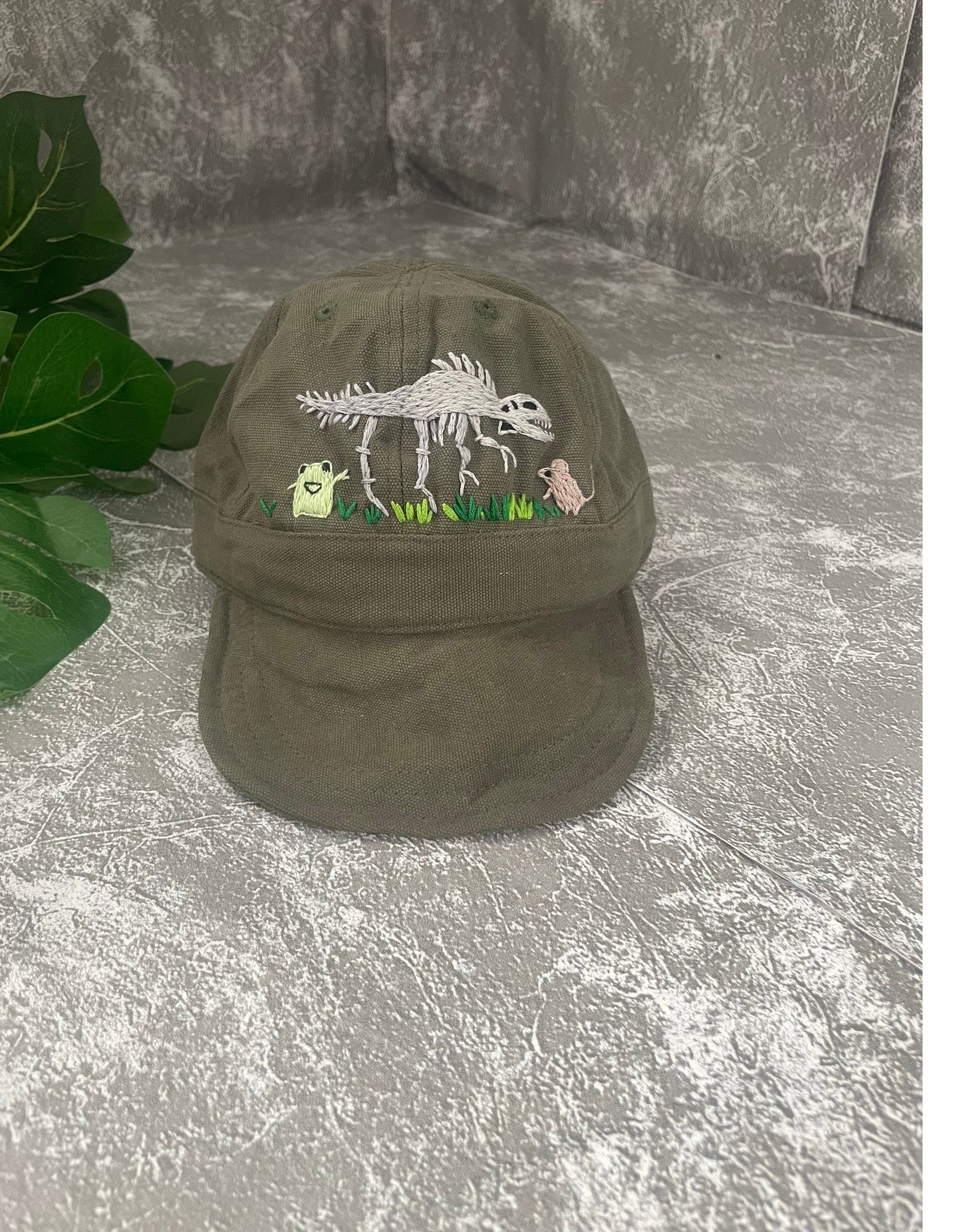 Dinosaur embroidery baby hat | Dinosaur embroidery bonnets | Dinosaur embroidery baby cap | Embroidery cotton baby hat.