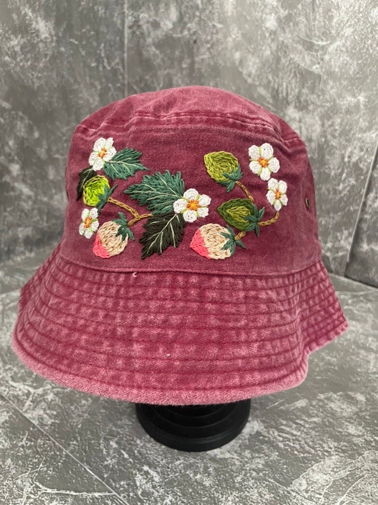 Floral Embroidery bucket hat | Floral Denim bucket hat | Women hat | Gift for her | Friend gift | Gift for mom,Christmas gift