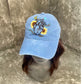 Blue hat, Heart and Sunflower Embroidered Cap, Custom Embroidery Hat, Embroidery Woman Cap, Personalize gifts, Gifts for Her, Gift for Mom.