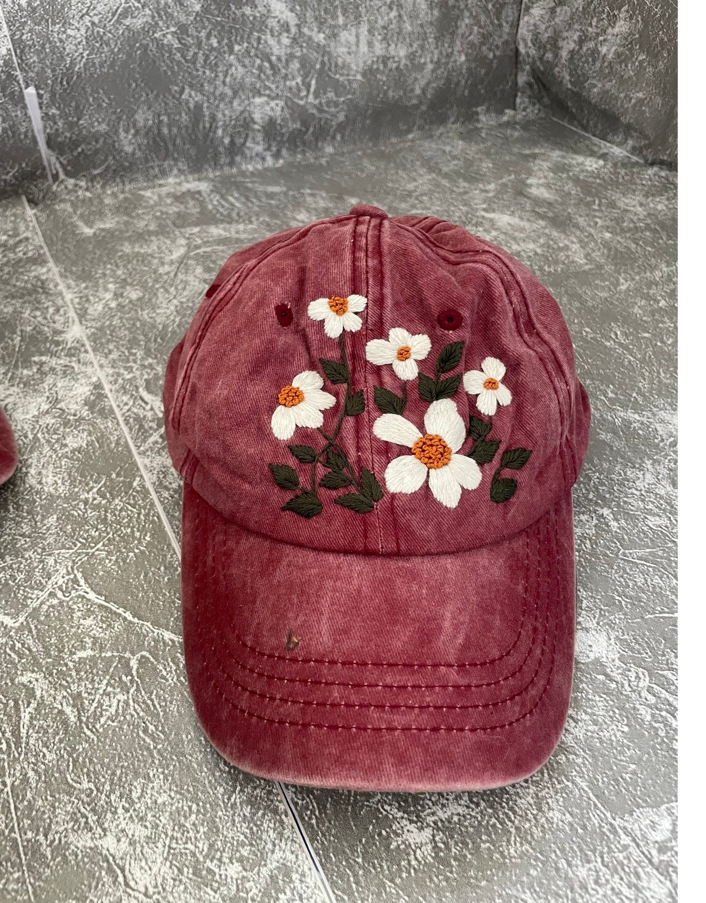 White flower Embroidery cap, Floral Embroidered Cap, Custom Embroidery Hat, Woman Cap, Personalize gifts, Gifts for Her, Gift for Mom.