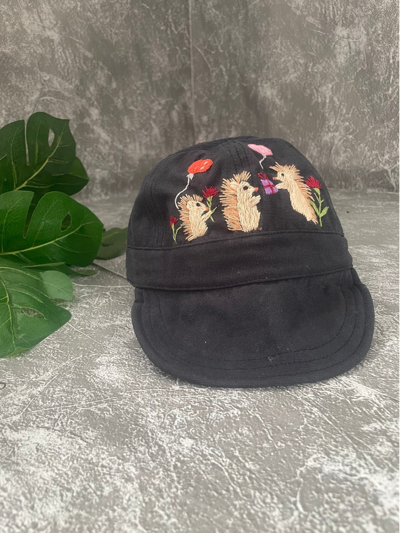 Porcupine embroidery baby hat | Porcupine  embroidery bonnets | Porcupine embroidery baby cap | Embroidery cotton baby hat.