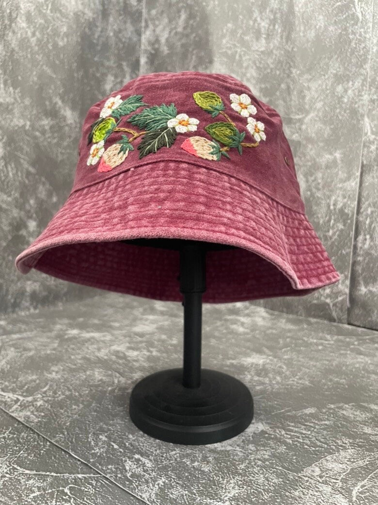 Floral Embroidery bucket hat | Floral Denim bucket hat | Women hat | Gift for her | Friend gift | Gift for mom,Christmas gift