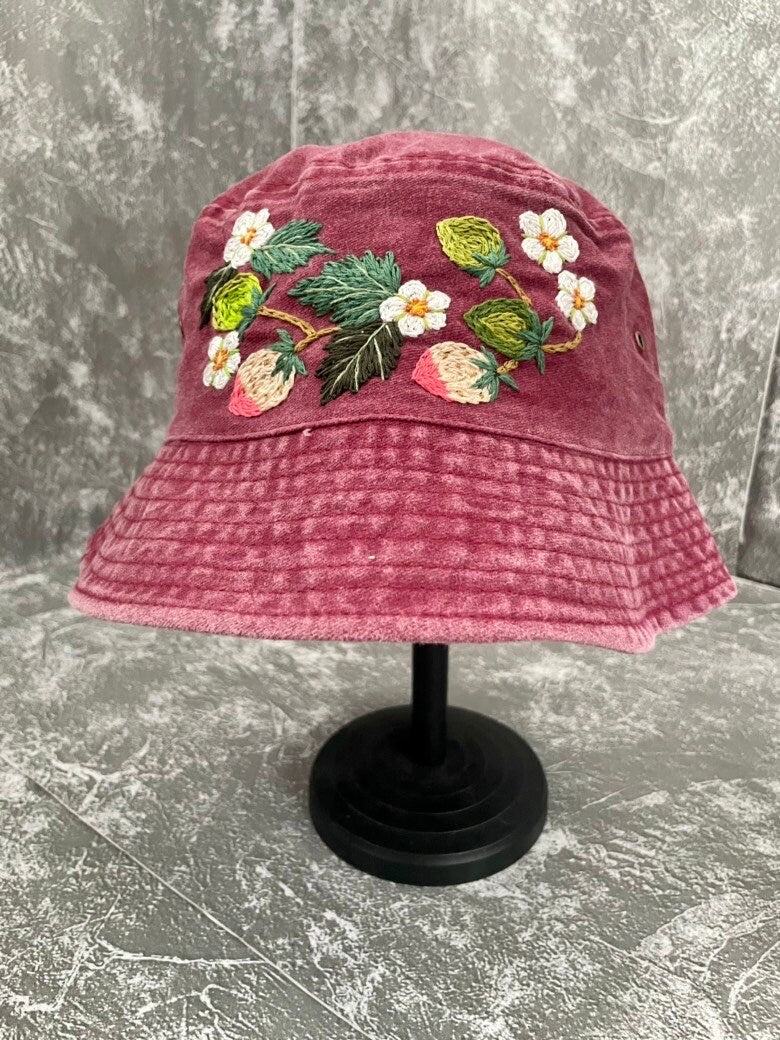 Floral Embroidery bucket hat | Floral Denim bucket hat | Women hat | Gift for her | Friend gift | Gift for mom,Christmas gift