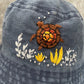 Turtle Embroidery Denim bucket hat | Black Denim bucket hat | Women hat | Gift for her | Friend gift | Gift for mom / Ocean Vibes Accessorie