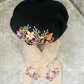 Custom Floral Beret Cap and Floral Winter Scarf, Warm Winter French Hat, Handmade Flower Hat and Scarf, Gifts for Her