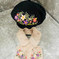 Custom Floral Beret Cap and Floral Winter Scarf, Warm Winter French Hat, Handmade Flower Hat and Scarf, Gifts for Her