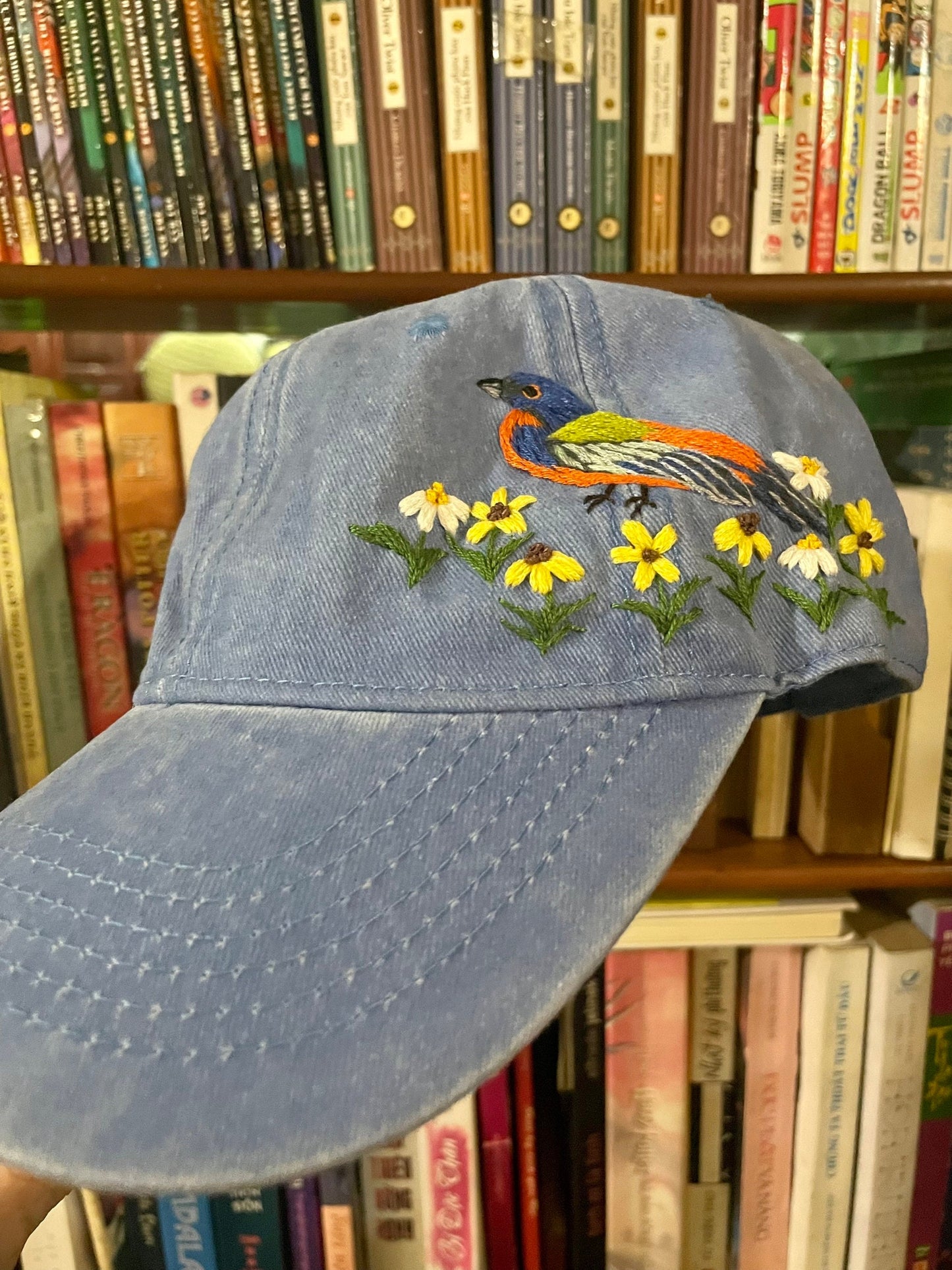 Hand Embroidered Hat, Baseball Cap, Custom Embroidery Hat, Bird Floral Embroidery Hat, Embroider Woman Cap, Personalize gifts.