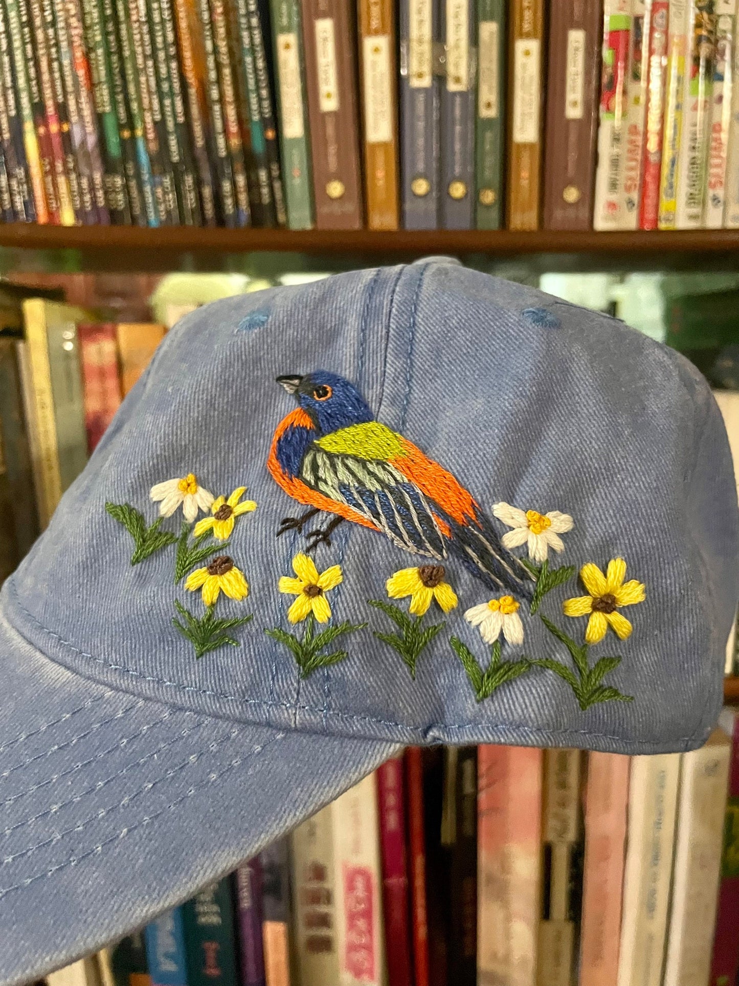 Hand Embroidered Hat, Baseball Cap, Custom Embroidery Hat, Bird Floral Embroidery Hat, Embroider Woman Cap, Personalize gifts.