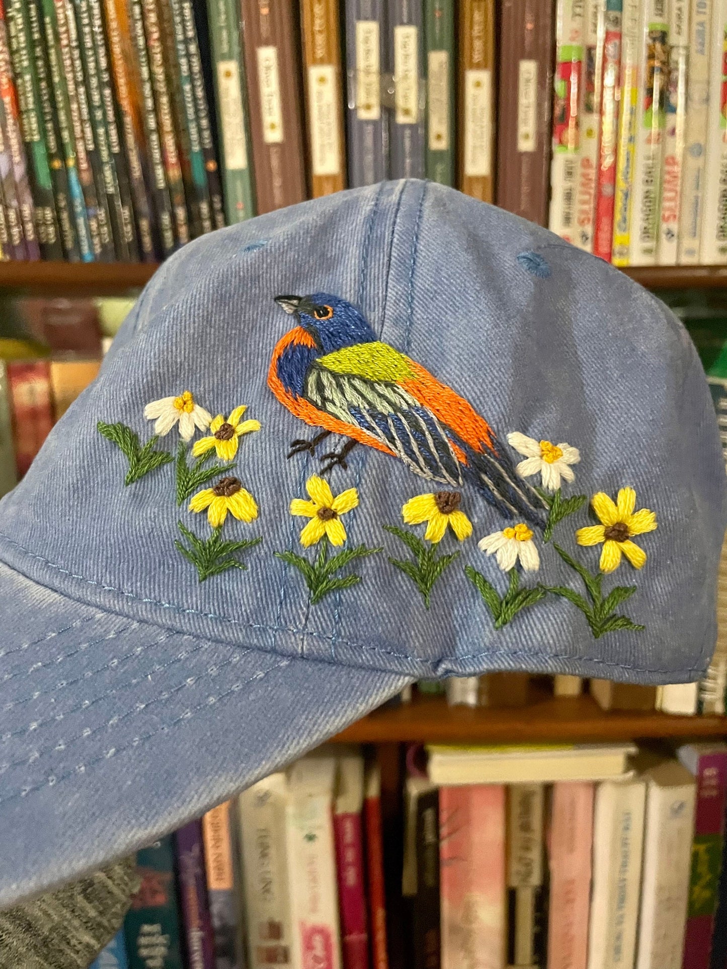 Hand Embroidered Hat, Baseball Cap, Custom Embroidery Hat, Bird Floral Embroidery Hat, Embroider Woman Cap, Personalize gifts.