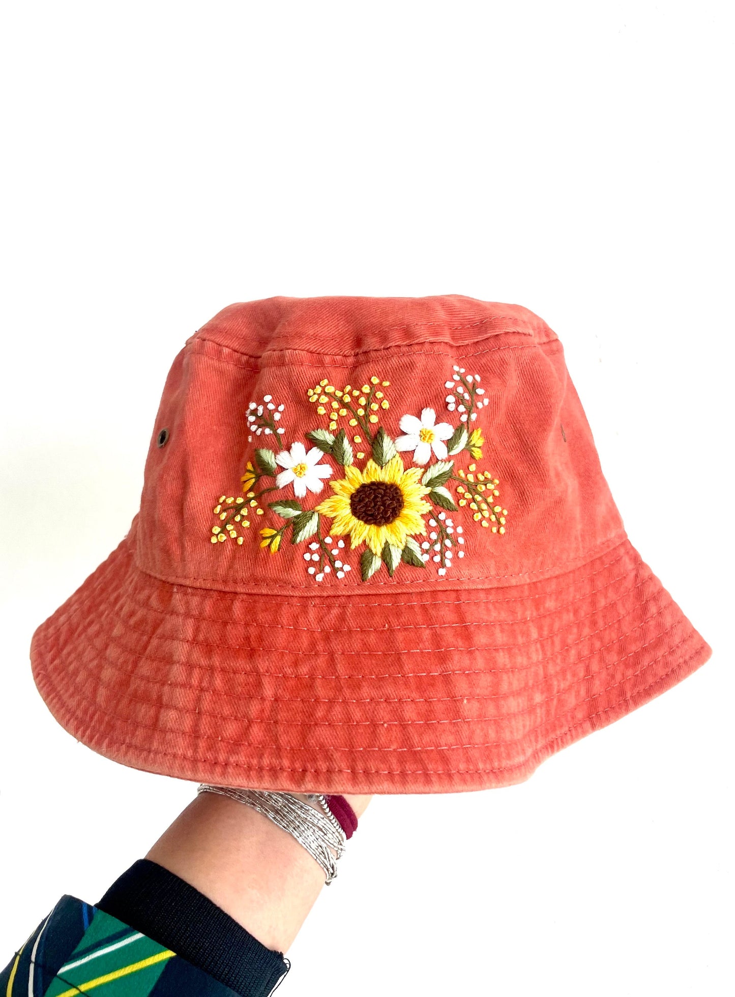 Floral Embroidery bucket hat | Sunflower bucket hat | Women hat | Gift for her | Friend gift | Gift for mom