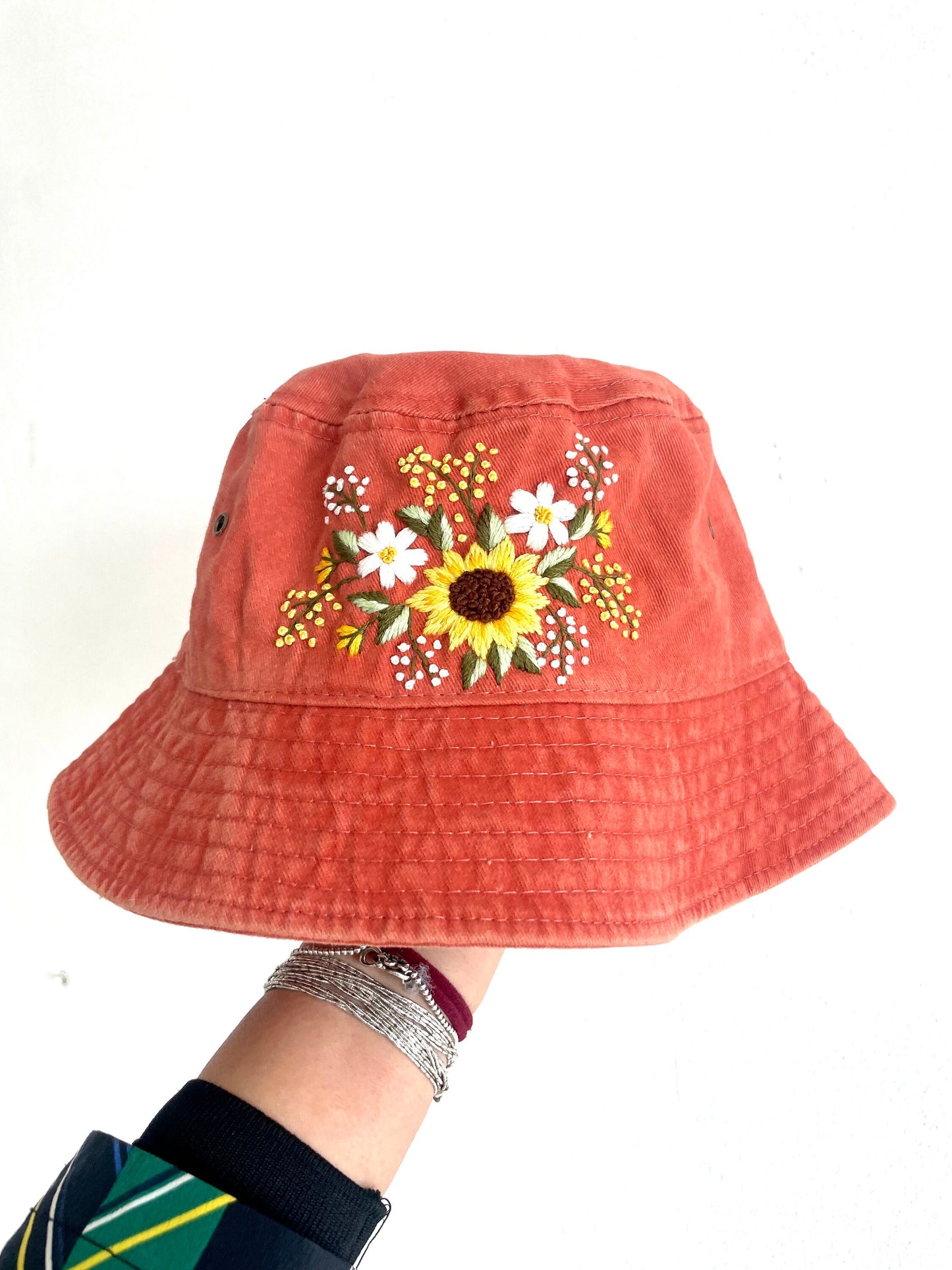 Floral Embroidery bucket hat | Sunflower bucket hat | Women hat | Gift for her | Friend gift | Gift for mom