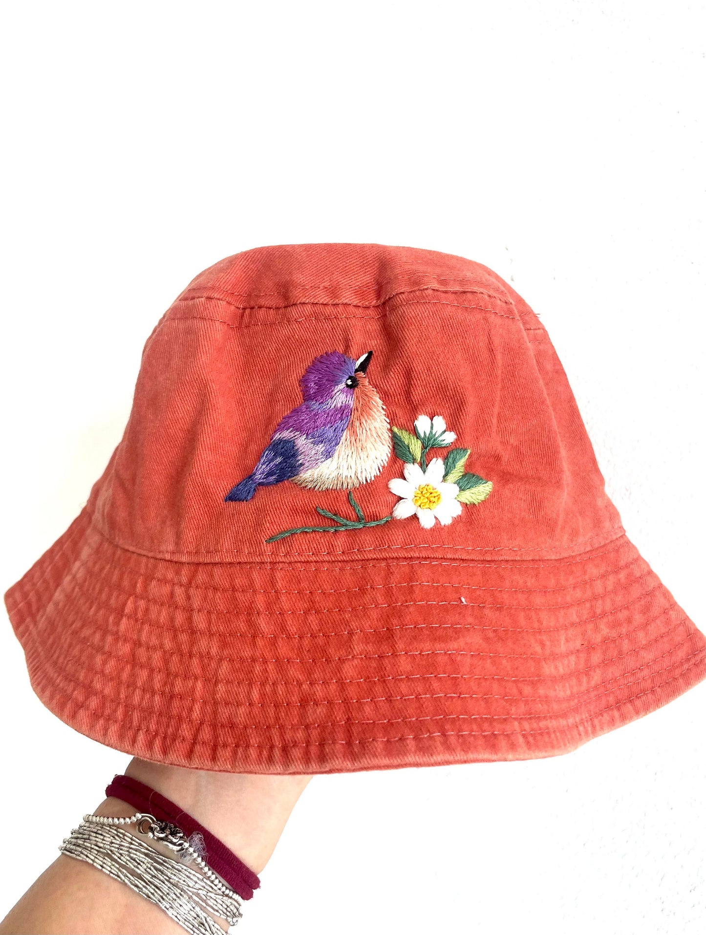 Sparrow Embroidery bucket hat | Small Bird Embroidered bucket hat | Women hat | Gift for her | Friend gift | Gift for mom