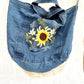 Embroidery Denim tote bag | Embroidery Jeans tote bag |Floral Embroidered tote bag | Denim Laptop Bag | Sunflower Embroidery Bag