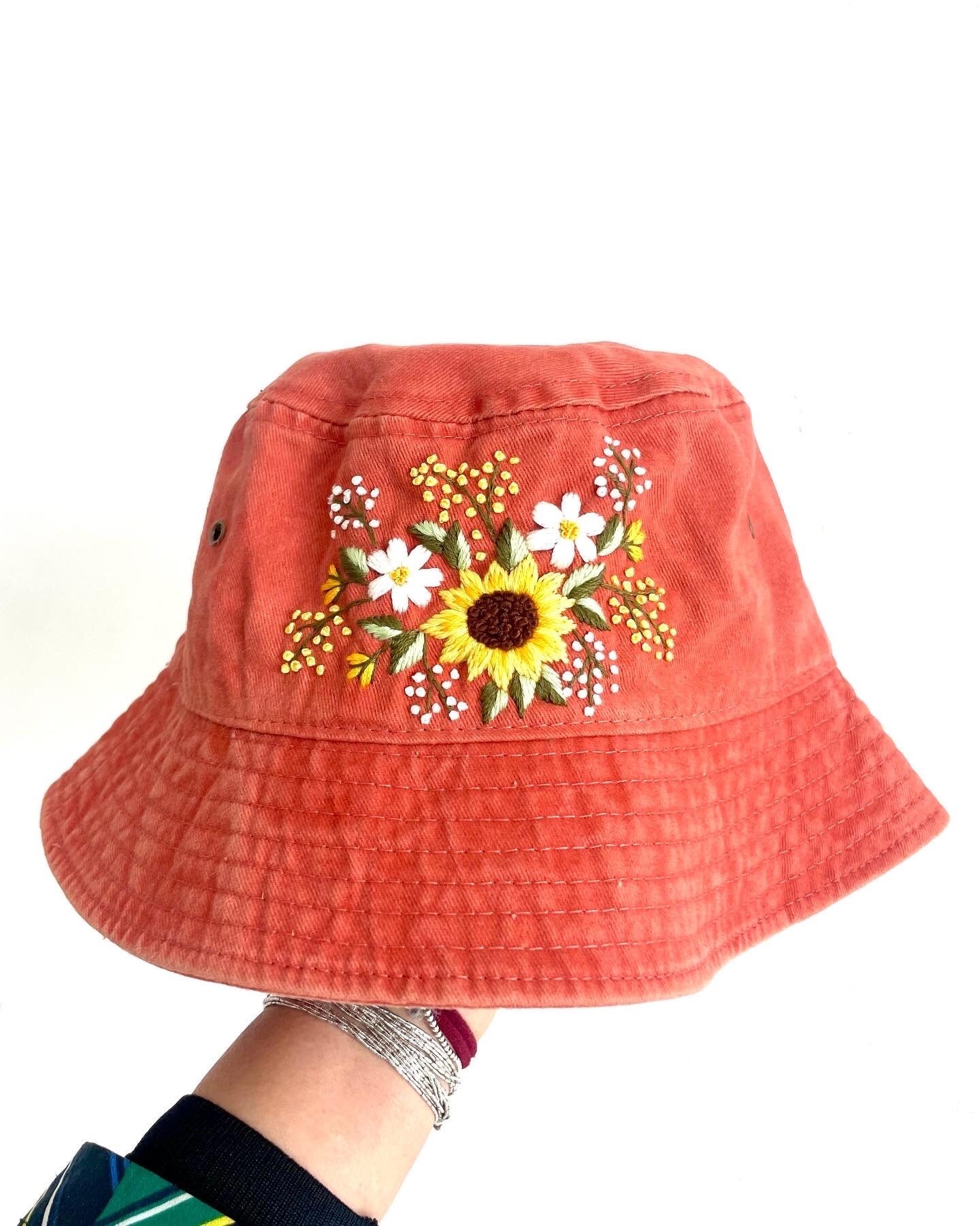 Floral Embroidery bucket hat | Sunflower bucket hat | Women hat | Gift for her | Friend gift | Gift for mom