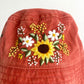 Floral Embroidery bucket hat | Sunflower bucket hat | Women hat | Gift for her | Friend gift | Gift for mom