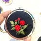 Personalized Roses, butterfly embroidery Pocket mirror |Floral embroidery Pocket mirror | Unique Gift | Mother Day Gift