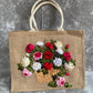 Roses Ribbon Embroidery Large jute tote bag | Ribbon Embroidery Roses jute tote bag | Roses Flowers tote bag |  gift for mom | Big Tote Bag