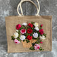 Roses Ribbon Embroidery Large jute tote bag | Ribbon Embroidery Roses jute tote bag | Roses Flowers tote bag |  gift for mom | Big Tote Bag