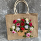 Roses Ribbon Embroidery Large jute tote bag | Ribbon Embroidery Roses jute tote bag | Roses Flowers tote bag |  gift for mom | Big Tote Bag