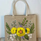 Ribbon Embroidery jute tote bag | Sunflower Embroidered jute tote bag | Floral laptop bag, Summer bag | personalized gifts  | gifts for her