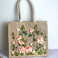 Ribbon Embroidery jute tote bag | Roses Embroidered jute tote bag | Floral laptop bag, Summer bag | personalized gifts  | gifts for her