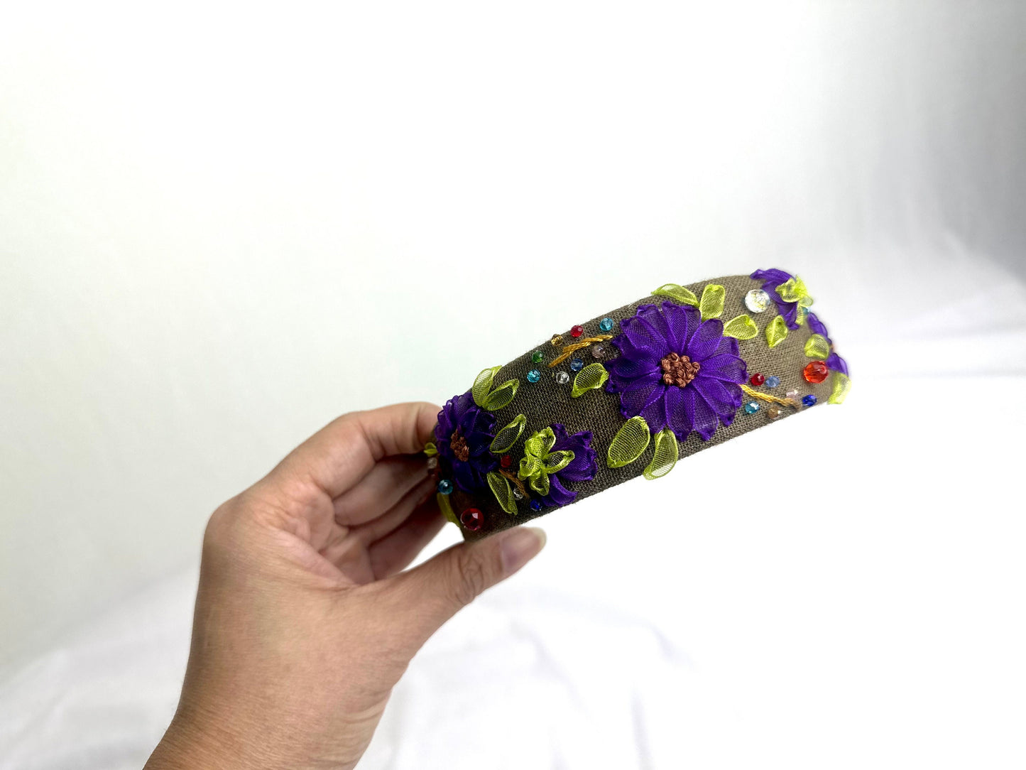 Floral Ribbon Embroidery Hair Headband for a Flower-Inspired Look, Blink blink l ribbon embroidery headband, gift for her, bridesmaids gifts