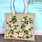 Light pink Roses Ribbon Embroidery jute tote bag | Roses Embroidered jute tote bag | Floral laptop bag, Summer tote bag | set of unique bag