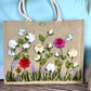 Roses Garden Ribbon Embroidery jute tote bag | Roses Embroidered jute tote bag | Floral laptop bag, Summer tote bag | personalized gifts