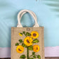 Sunflower Ribbon Embroidery jute tote bag | Roses Embroidered jute tote bag | Floral laptop bag, Summer tote bag | personalized gifts