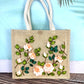 Light pink Roses Ribbon Embroidery jute tote bag | Roses Embroidered jute tote bag | Floral laptop bag, Summer tote bag | set of unique bag