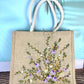 Purple Flower Ribbon Embroidery jute tote bag |  Embroidered jute tote bag | Floral laptop bag, Summer tote bag | personalized gifts