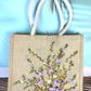 Purple Flower Ribbon Embroidery jute tote bag |  Embroidered jute tote bag | Floral laptop bag, Summer tote bag | personalized gifts