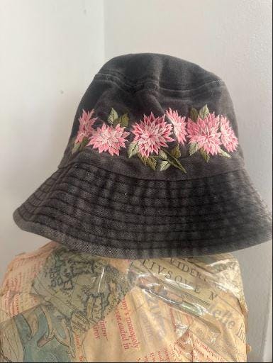 Pink Floral Embroidered Bucket Hat | Blossom Embroidery Hat | Pink Floral Sun Hat | Personalized Gifts | Gift for her | Gift for mom