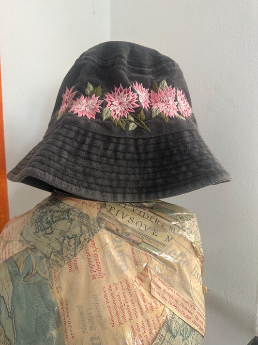 Pink Floral Embroidered Bucket Hat | Blossom Embroidery Hat | Pink Floral Sun Hat | Personalized Gifts | Gift for her | Gift for mom