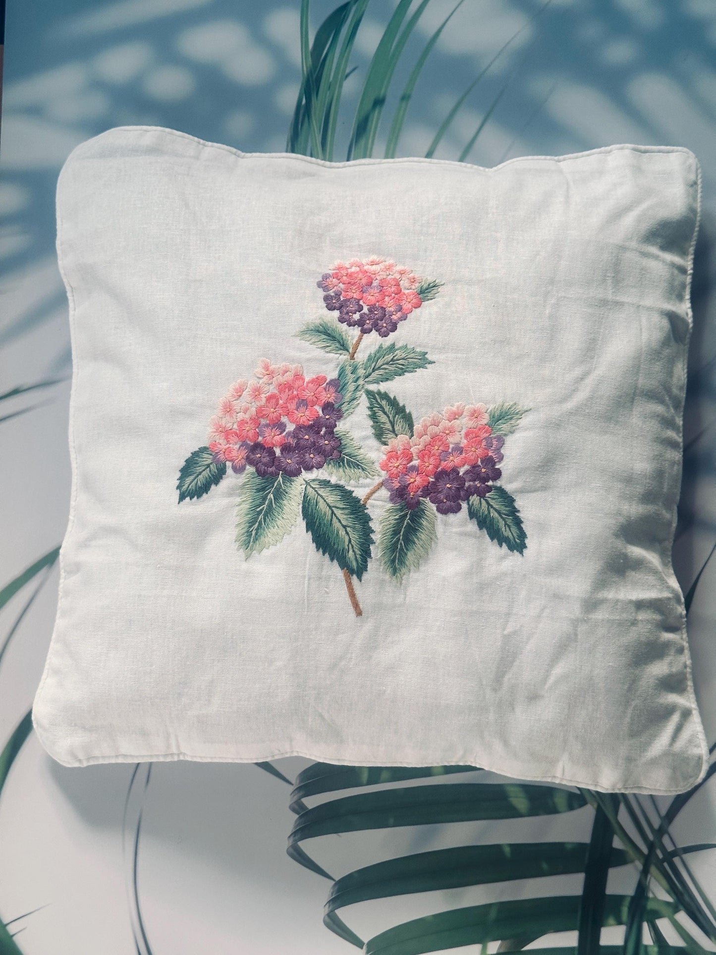 Peony Flower Embroidery Throw Pillow Covers| Custom embroidered Throw Pillow Covers| Personalized Embroidery| Embroidery Peony