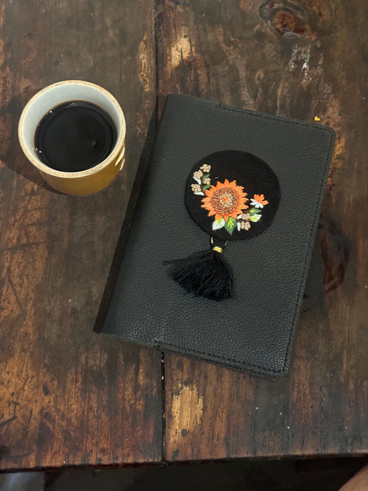 Notebook Cover Refillable|  Personalized Leather Journal | Passport Notebooks | Floral Embroidery Notebook Roses Embroidery