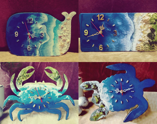 Resin Wall Clock With Ocean Waves| Resin Desk Clock With Ocean Waves | Beach Clock | Unique Clock | Handmade Clock
