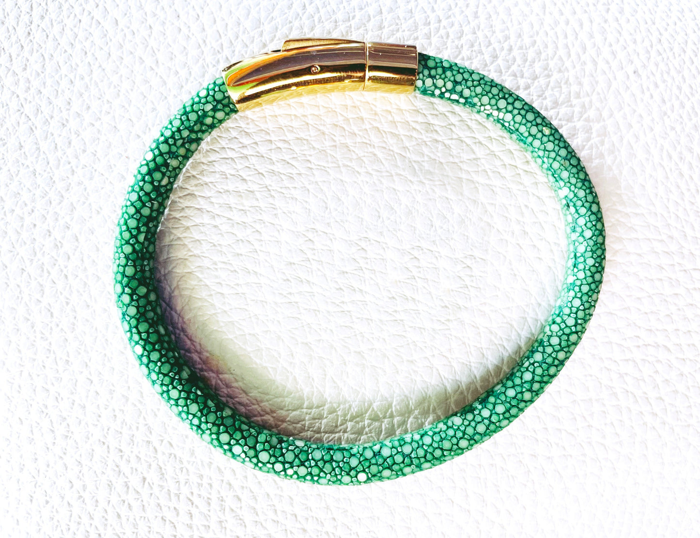 Stingray Leather Bracelet | Green Bracelet | Magnetic Closure Stingray Leather Bracelets| Personalized gifts | Christmas gifts | Gifts for him |Gift For Her