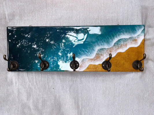 Resin Wall Hooks With Ocean Waves, Beach Wall Hook, Wall Hanging, Decorative Wall Hanger
