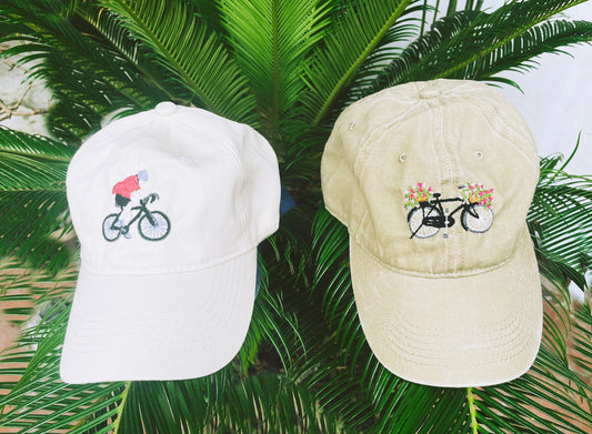 Bicycle Embroidery Hat, Custom Embroidery Hat, Embroidery cap, Bicycle embroidery design, Dad Cap, Gift for Dad Couple Hat Personalized Gift